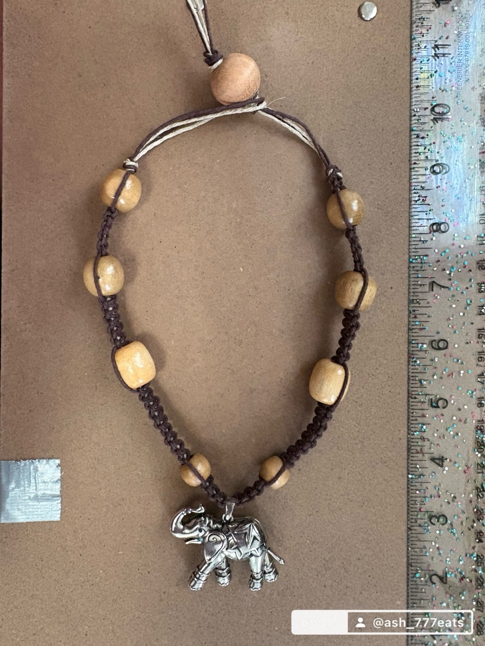 Boho Brown Beaded Elephant Pendant Necklace